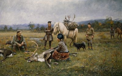 Lapps Collecting Shot Reindeer by Johan Tiren
